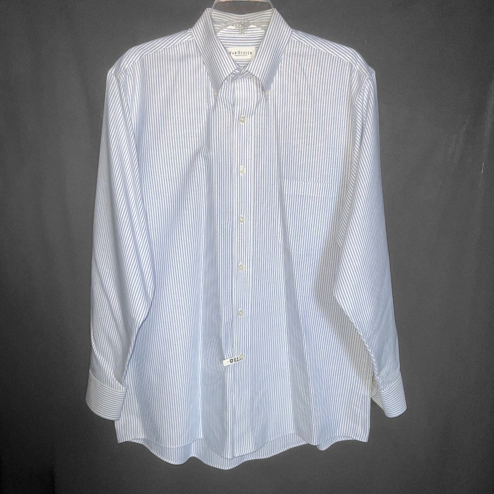 Van Heusen Pale Blue & White Striped Button /Down Shirt